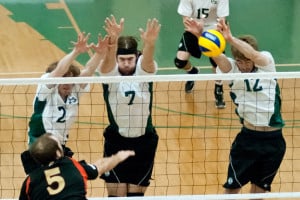 Men's Huskies Volleyball team vs. Laval on January 6, 2012, losing 3-0